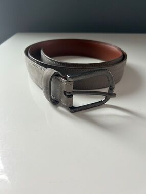 Johnston and Murphy Men's Grey Leather Belt - Classic Casual Style